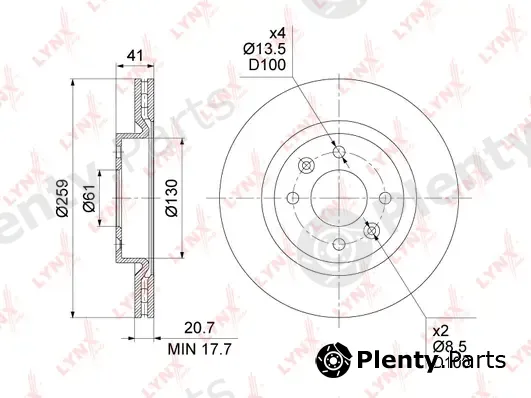 LYNXauto BN-1418 — Brake Disc