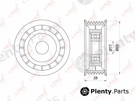LYNXauto PB-5238 — Tensioner Pulley, V-ribbed belt