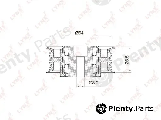 LYNXauto PB-7016 — Deflection/Guide Pulley, V-ribbed belt