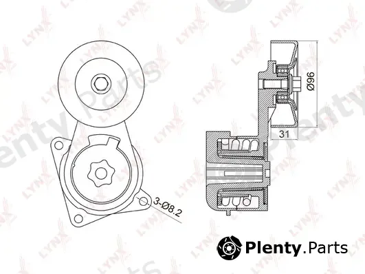 LYNXauto PT-3046 — Belt Tensioner, V-ribbed belt