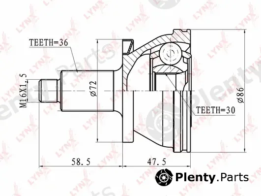 LYNXauto CO-1227 — Joint Kit, drive shaft