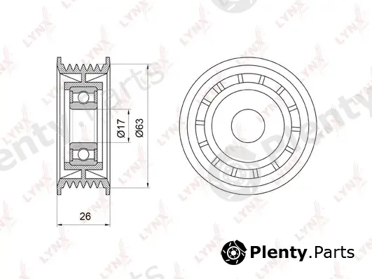 LYNXauto PB-7001 — Deflection/Guide Pulley, V-ribbed belt