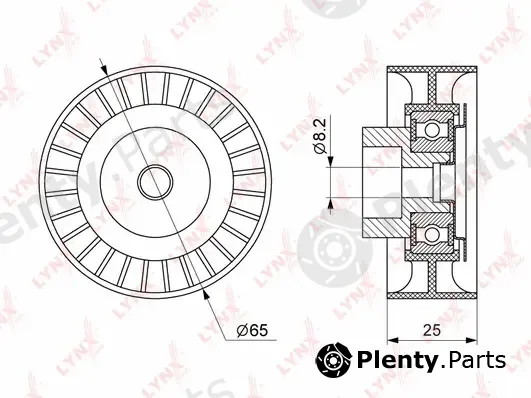 LYNXauto PB-7154 — Deflection/Guide Pulley, V-ribbed belt