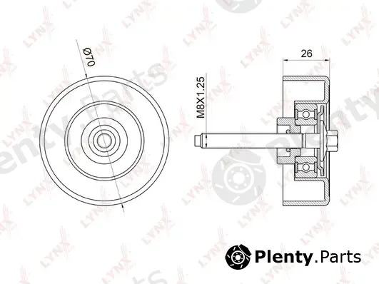 LYNXauto PB-7023 — Deflection/Guide Pulley, V-ribbed belt