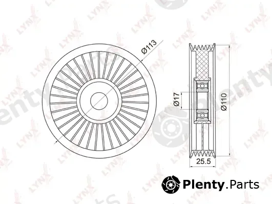 LYNXauto PB-7008 — Deflection/Guide Pulley, V-ribbed belt