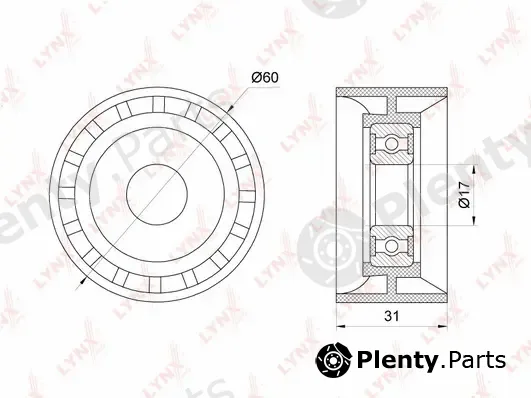 LYNXauto PB-7130 — Deflection/Guide Pulley, V-ribbed belt