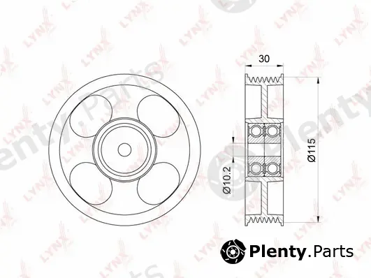LYNXauto PB-7037 — Deflection/Guide Pulley, V-ribbed belt