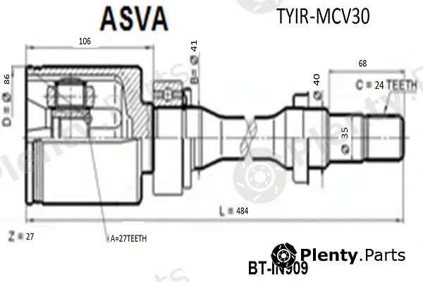 Asva TYIR-MCV30 — Joint Kit, drive shaft