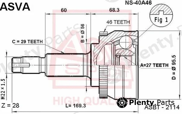 Asva NS-40A46 — Joint Kit, drive shaft