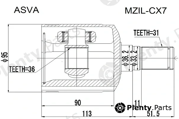 Asva MZIL-CX7 — Joint Kit, drive shaft