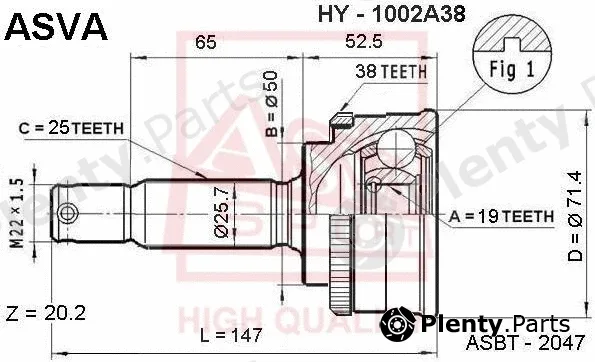 Asva HY-1002A38 — Joint Kit, drive shaft