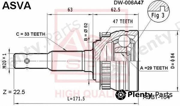 Asva DW-006A47 — Joint Kit, drive shaft