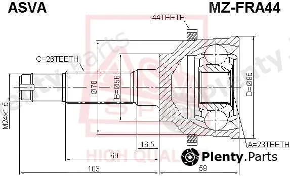 Asva MZ-FRA44 — Joint Kit, drive shaft