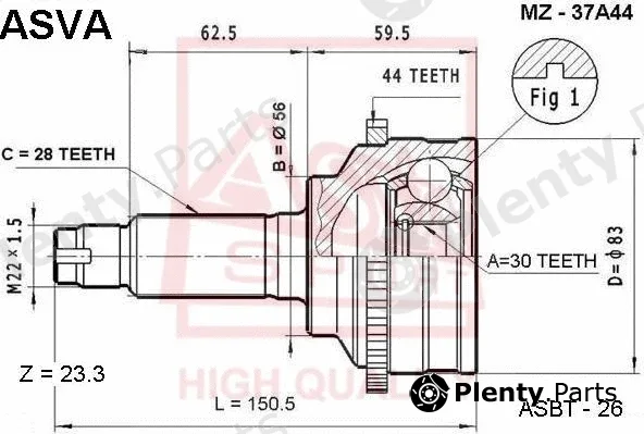 Asva MZ-37A44 — Joint Kit, drive shaft