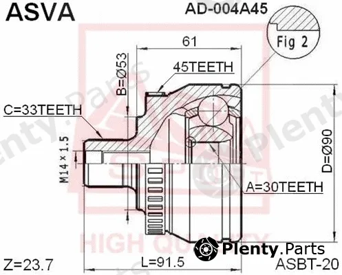 Asva AD-004A45 — Joint Kit, drive shaft