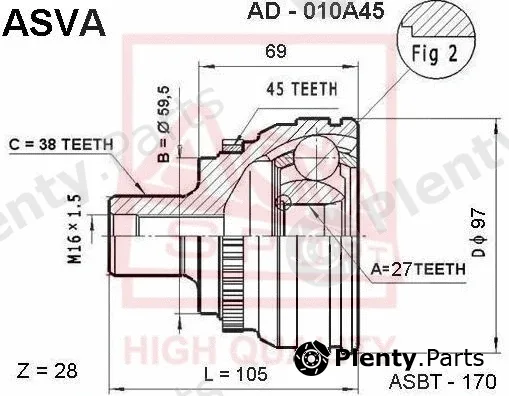 Asva AD-010A45 — Joint Kit, drive shaft