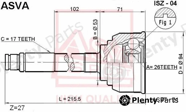 Asva ISZ-04 — Joint Kit, drive shaft