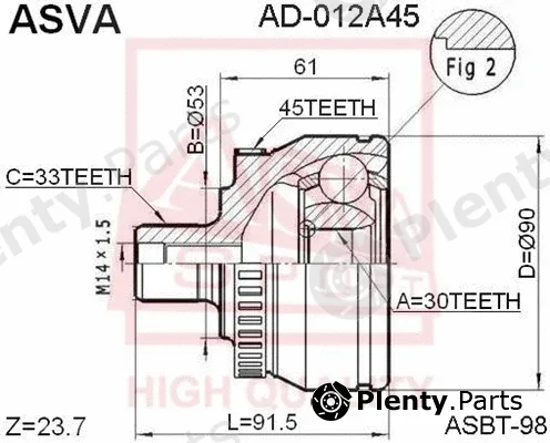 Asva AD-012A45 — Joint Kit, drive shaft