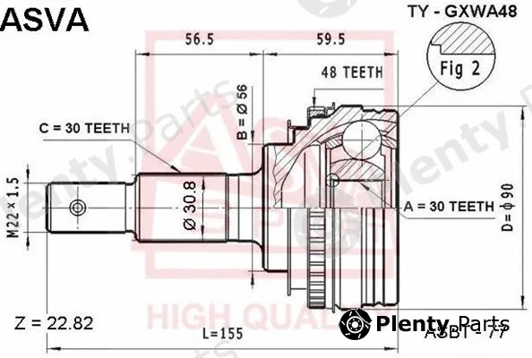 Asva TY-GXWA48 — Joint Kit, drive shaft