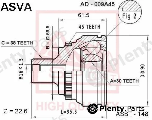 Asva AD-009A45 — Joint Kit, drive shaft