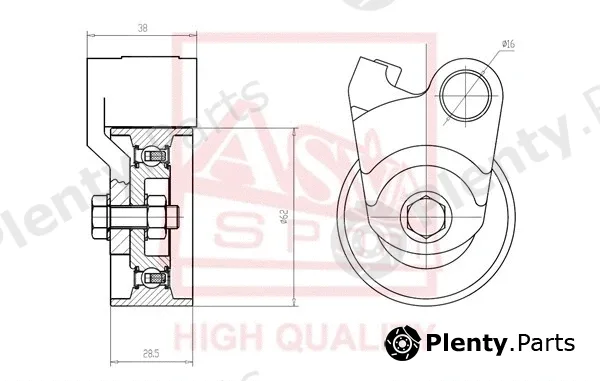 Asva TYBP-042 — Tensioner Pulley, V-belt