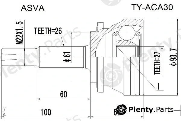 Asva TY-ACA30 — Joint Kit, drive shaft