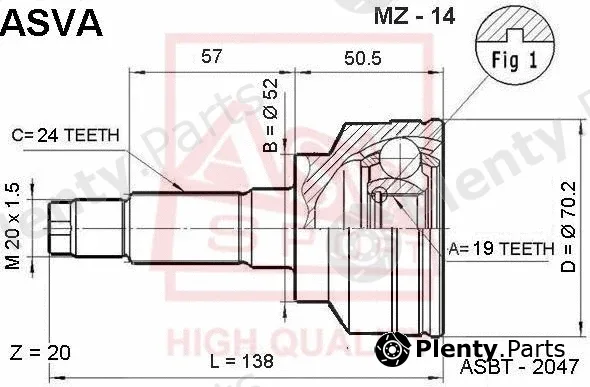 Asva MZ-14 — Joint Kit, drive shaft