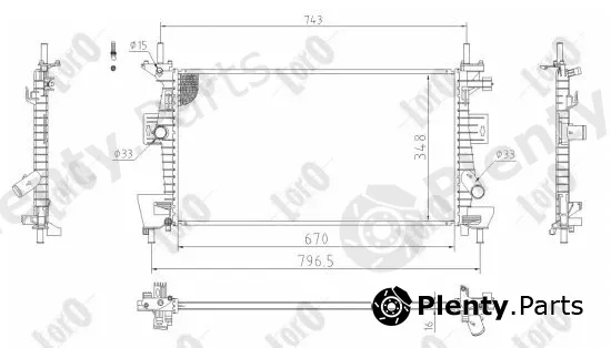 Abakus 017-017-0056-B — Radiator, engine cooling