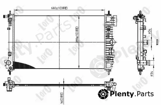 Abakus 037-017-0106-B — Radiator, engine cooling