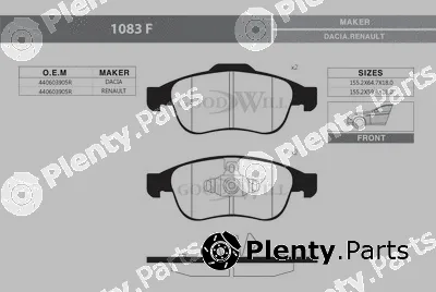 Goodwill 1083F — Brake Pad Set, disc brake