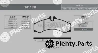 Goodwill 3011FR — Brake Pad Set, disc brake