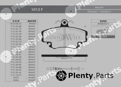 Goodwill 1013F — Brake Pad Set, disc brake