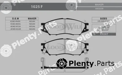 Goodwill 1025F — Brake Pad Set, disc brake