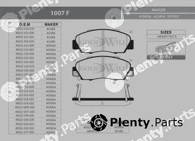 Goodwill 1007F — Brake Pad Set, disc brake
