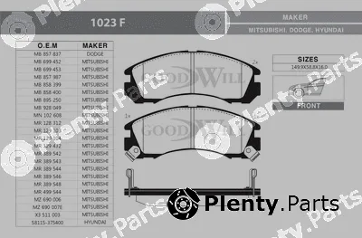 Goodwill 1023F — Brake Pad Set, disc brake
