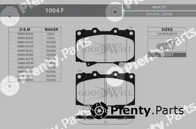 Goodwill 1004F — Brake Pad Set, disc brake