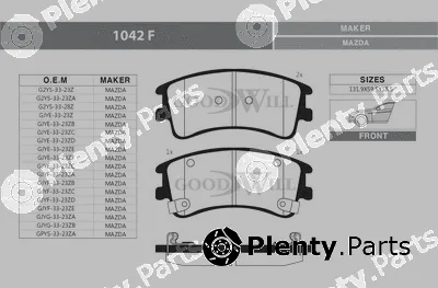 Goodwill 1042F — Brake Pad Set, disc brake