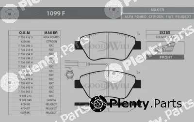 Goodwill 1099F — Brake Pad Set, disc brake