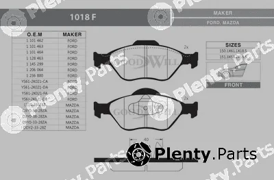 Goodwill 1018F — Brake Pad Set, disc brake