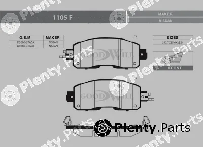 Goodwill 1105F — Brake Pad Set, disc brake