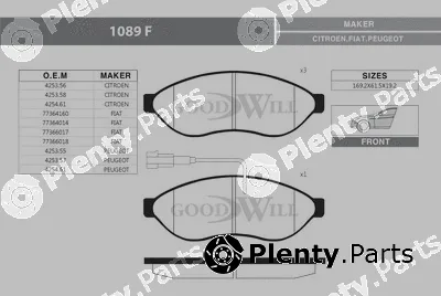 Goodwill 1089F — Brake Pad Set, disc brake