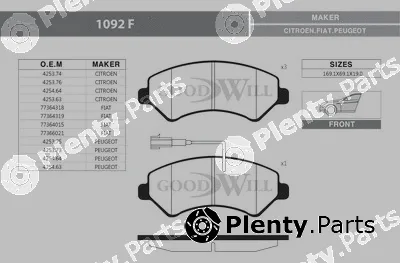 Goodwill 1092F — Brake Pad Set, disc brake
