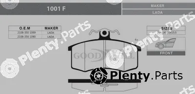 Goodwill 1001F — Brake Pad Set, disc brake