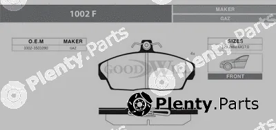 Goodwill 1002F — Brake Pad Set, disc brake