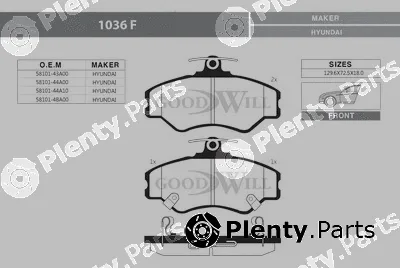 Goodwill 1036F — Brake Pad Set, disc brake