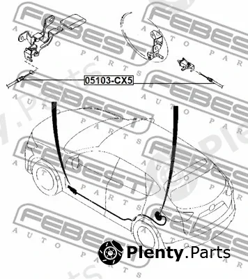 Febest 05103-CX5 — Cable Pull, fuel filler cap/flap unit