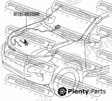 Febest 01101-GDJ150F — Bonnet Cable