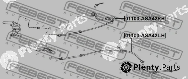 Febest 01100-ASA42LH — Cable Pull, parking brake