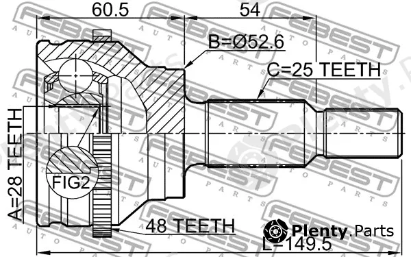 Febest 2410-DUSTA48R — Joint Kit, drive shaft