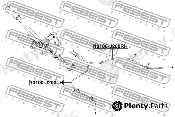 Febest 10100-J200LH — Cable Pull, parking brake